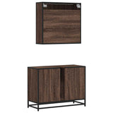 ZNTS 2 Piece Bathroom Furniture Set Brown Oak Engineered Wood 3300904