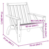 Garden Adirondack Chairs 2 pcs White 75x77x77 cm Solid Wood Pine 859333