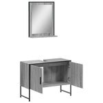 ZNTS 2 Piece Bathroom Cabinet Set Grey Sonoma Engineered Wood 3214342