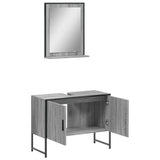 ZNTS 2 Piece Bathroom Cabinet Set Grey Sonoma Engineered Wood 3214342
