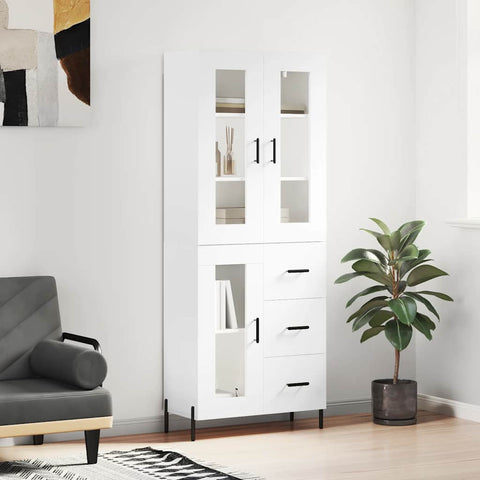 Highboard White 69.5x34x180 cm Engineered Wood 3198601