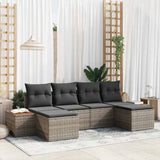 Garden Sofa Set with Cushion 6 pcs Grey Poly Rattan 3356809