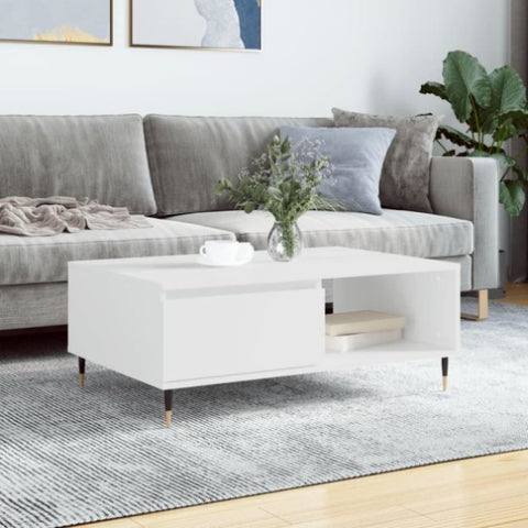 ZNTS Coffee Table White 90x60x35 cm Engineered Wood 827052