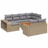 11 Piece Garden Sofa Set with Cushions Beige Poly Rattan 3228919