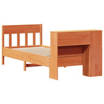ZNTS Bookcase Bed without Mattress Wax Brown 90x190 cm Single Solid Wood Pine 3323205