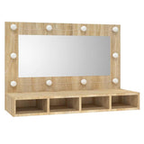 Mirror Cabinet with LED Sonoma Oak 90x31.5x62 cm 808894