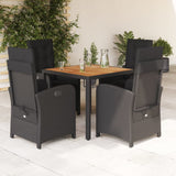 5 Piece Garden Dining Set with Cushions Black Poly Rattan 3212475