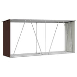 Garden Log Storage Shed Galvanised Steel 330x84x152 cm Brown 47084