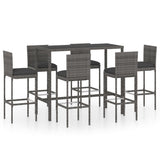 7 Piece Garden Bar Set with Cushions Poly Rattan Grey 3095420