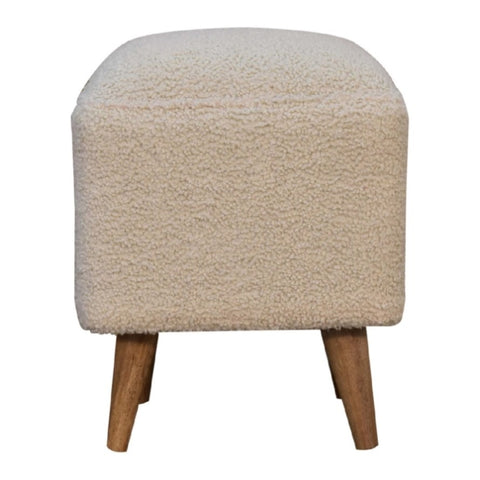 Cream Boucle Squoval Bench IN3438