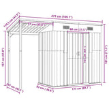 Garden Shed with Extended Roof Light Brown 277x107x181cm Steel 364528