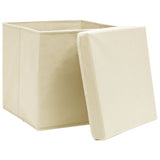Storage Boxes with Lid 10 pcs Cream 32x32x32 cm Fabric 288360