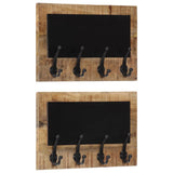 Wall-mounted Coat Racks with 4 Hooks 2 pcs Solid Wood Mango 358951