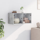 Wall Cabinet with Glass Doors Concrete Grey 68.5x37x35 cm 836503