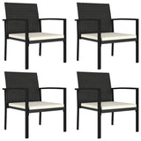 Garden Dining Chair Set of 4 Black Poly rattan, Powder-Coated Steel 317171