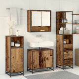 Bathroom Furniture Set with Door 3 pcs Old Wood Engineered Wood 3402518