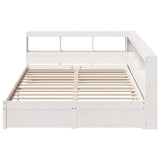 Bookcase Bed without Mattress White 140x190 cm Solid Wood Pine 3324361