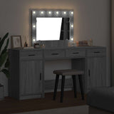 Dressing Table with Mirror Lights 3 pcs Grey Engineered Wood 3334250