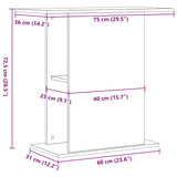 Aquarium Stand Black Oak 75x36x72.5 cm Engineered Wood 862158