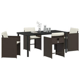 Garden Dining Set 5 pcs Brown Poly Rattan 3380699