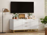 Sideboard with 3 Drawers and Adjustable Shelves for Living Room - White T3398P423858