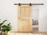 Sliding Door Natural and Black 85 x 210 cm Solid Pine Wood 3445052