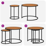 Coffee Table Set 2 pcs Natural and Black 55 x 55 x 45 cm 42026684