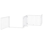 Dog Gate with Door Foldable 6 Panels White 480 cm Poplar Wood 3155561