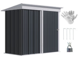 Metal Garden Shed, Outdoor Lean-to Shed for Tool Motor Bike, with Adjustable Shelf, Lock, Gloves, T3398P318723
