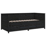 Day Bed without Mattress Black 75x190 cm Small Single Solid Wood Pine 820920