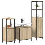Bathroom Furniture Set with Shelf 3 pcs Sonoma Oak and Black 3328395