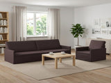 Sofa Set 2 pcs Dark Brown Fabric 3433180