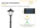 2.4 m Garden Lamp Post Light, LED Solar Powered Patio Path Lighting Lamp with Aluminium Frame, PIR T3398P317828