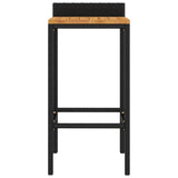 Bar Stools 4 pcs Black Poly Rattan and Solid Wood Acacia 362604
