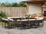 11 Piece Garden Dining Set with Cushions Brown Poly Rattan 3211569
