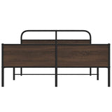 Metal Bed Frame without Mattress Brown Oak 150x200 cm King Size 3318708