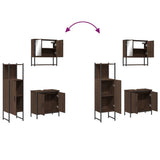 3 Piece Bathroom Furniture Set Brown Oak Engineered Wood 3214704