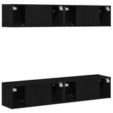 TV Cabinet Set 4 pcs Black Oak 80 x 30 x 30 cm Engineered Wood 3333051