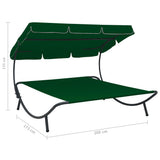 Outdoor Lounge Bed with Canopy Green 313526