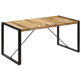 Dining Table Brown and Black Solid Mango Wood and Powder-Coated Steel 247417