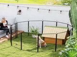 12-Panel Solid Dog Playpen with Doors, for Large Dogs, 100cm Tall, Black T3398P376287