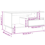 Coffee Table White 90x49x45 cm Engineered Wood 831012
