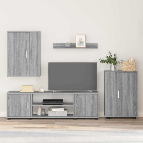 4 Piece TV Cabinet Set Wall-mounted Grey sonoma Engineered wood 3397901
