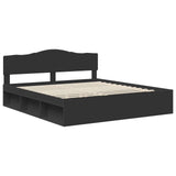 Bed Frame with Headboard Black 200 x 200 cm Solid Pine Wood 3412854