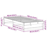 Bed Frame White 90 x 190 cm Solid Pine Wood 873152