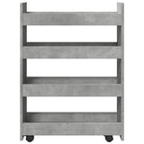 ZNTS Narrow Storage Trolley 4 Tier Concrete Grey Engineered Wood 855262