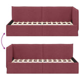 Corner Bed Frame with Headboard Wine red 100 x 200 cm Fabric 42016474