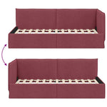 Corner Bed Frame with Headboard Wine red 90 x 200 cm Fabric 42016466