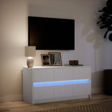 TV Cabinet with LED White 100x34x50 cm Engineered Wood 852215