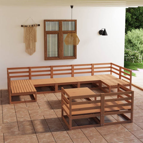 ZNTS 10 Piece Garden Lounge Set Solid Pinewood 3076207